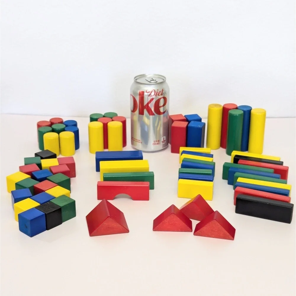 Vtg Discovery Toys Tub O' Blocks Multi-Color 67pc Build Stack Float w/Bucket